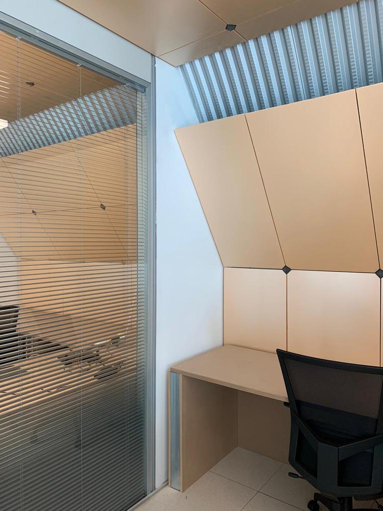 Interior details of drop city project mockup, coworking space